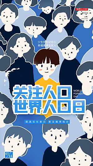 世界人口日人口问题统计普查中国人口日海报