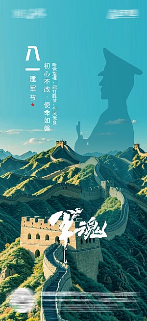 地产建军节创意海报
