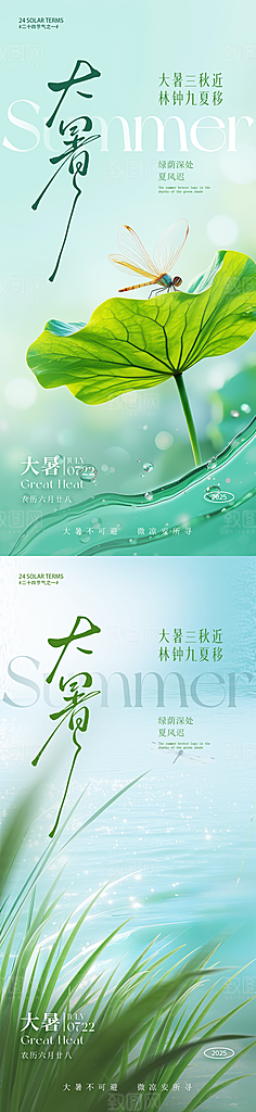 简约大气大暑节气海报