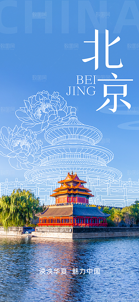 京津旅游文旅研学城市印象旅行海报