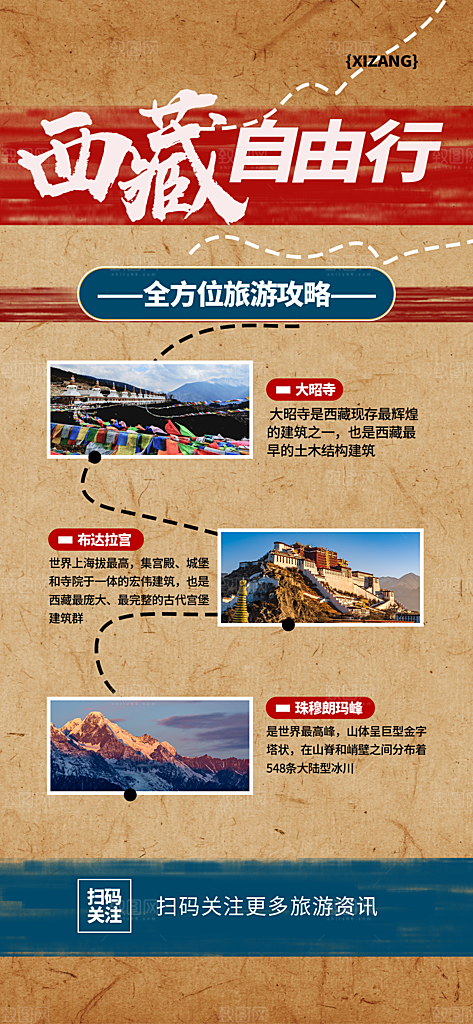 新疆西藏旅游景点文旅旅行社宣传海报