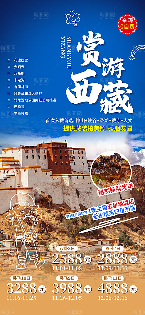 新疆西藏旅游景点文旅旅行社宣传海报