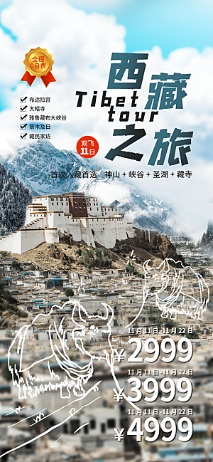 新疆西藏旅游景点文旅旅行社宣传海报