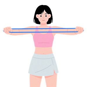 插画人物女士拉伸塑形弹力带拉伸健身