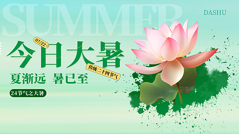 绿色简约大暑节气展板
