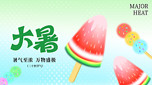 彩色简约大暑节气展板