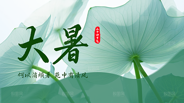 绿色简约大暑节气展板