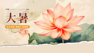 彩色中国风大暑节气展板