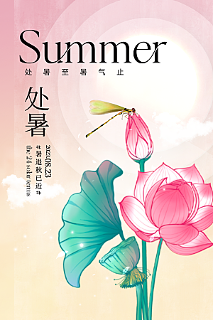 简约大气处暑节气宣传海报