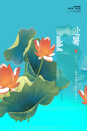 简约大气处暑节气宣传海报