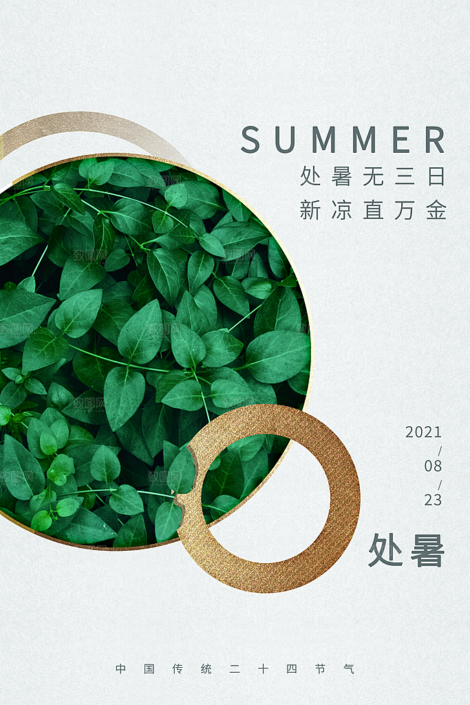 简约大气处暑节气宣传海报