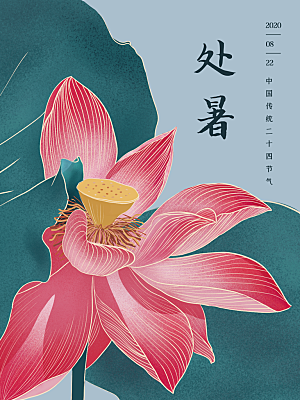 传统节气处暑宣传海报