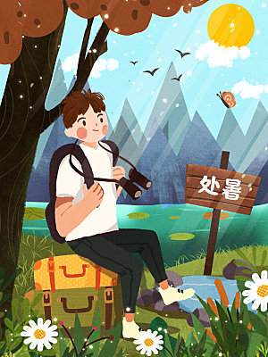 简约大气处暑节气宣传海报