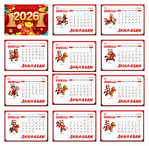 简约大气2026马年台历模板
