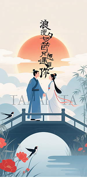 七夕节日传统活动海报