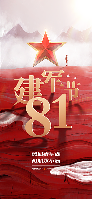 热血军魂八一建军节海报