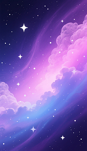 深紫色夜空渐变星云晕染背景图片
