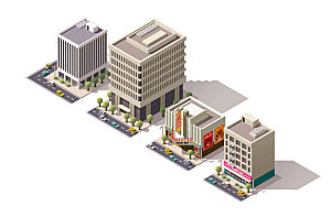 矢量立体3d等距建筑