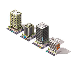 矢量立体3d等距建筑