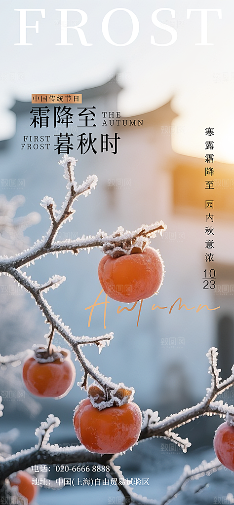 二十四节气霜降海报