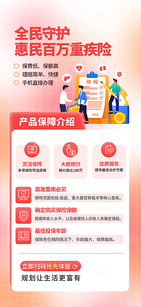 家庭保险保障金融理财宣传PSD海报