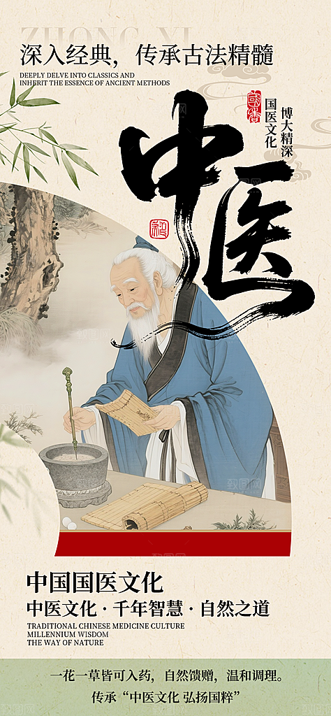 中医养生针灸推拿艾灸春秋季节养生海报