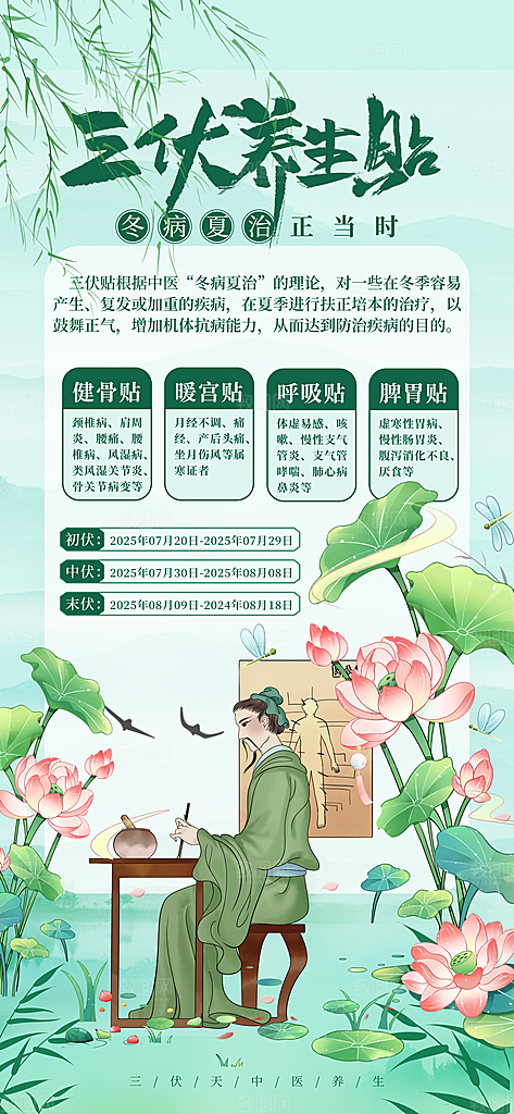 中医养生针灸推拿艾灸春秋季节养生海报