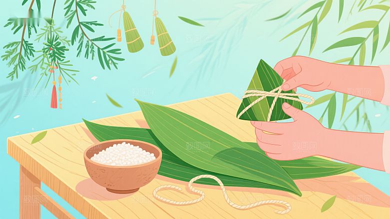 包粽子的传统场景
