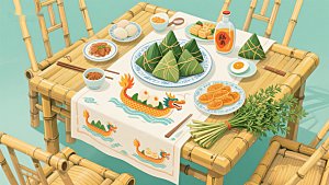 端午节餐桌布置与美食