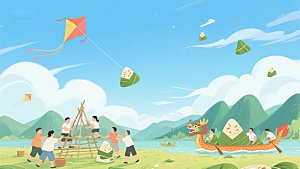端午节活动：包粽子、赛龙舟与放风筝