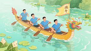 端午节龙舟竞渡插画