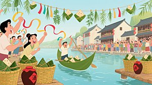 端午节龙舟竞渡与粽子制作