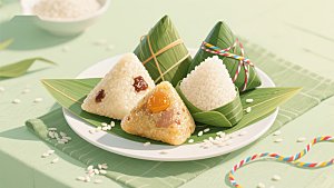 端午节粽子特写，传统美食展示