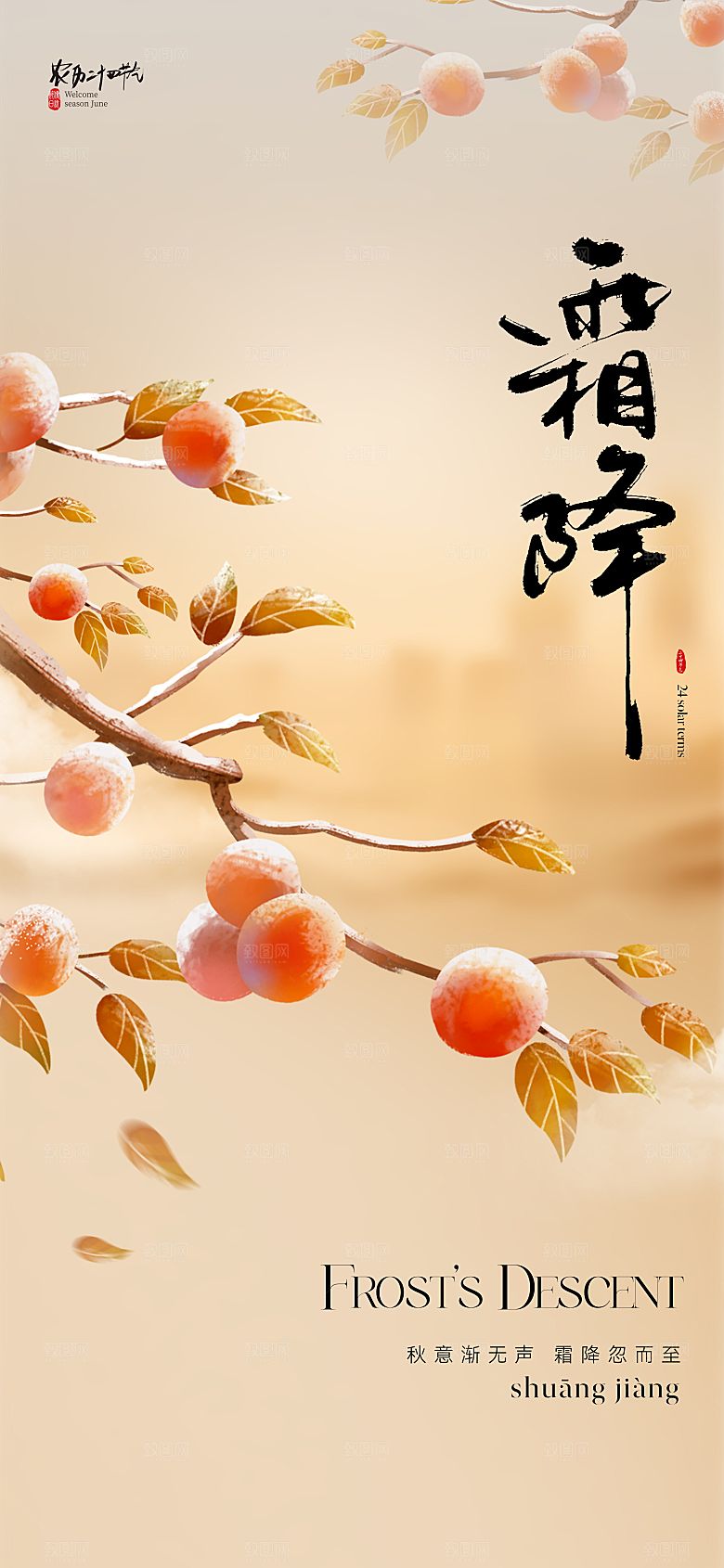 传统节气霜降海报模板