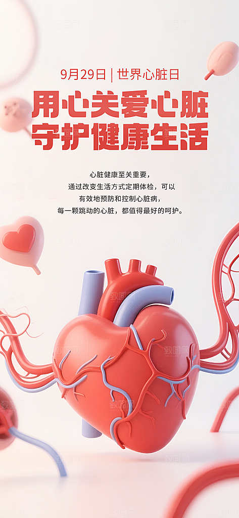 世界心脏日中国房颤日心脏健康医疗公益海报