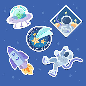 插画宇宙太空手举牌icon