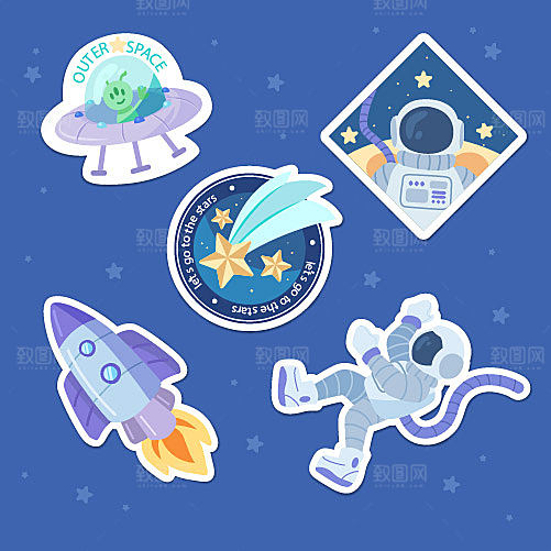 插画宇宙太空手举牌icon
