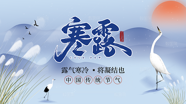 24节气寒露时节秋天秋季展板海报