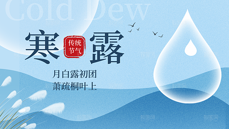 24节气寒露时节秋天秋季展板海报