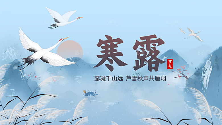 24节气寒露时节秋天秋季展板海报