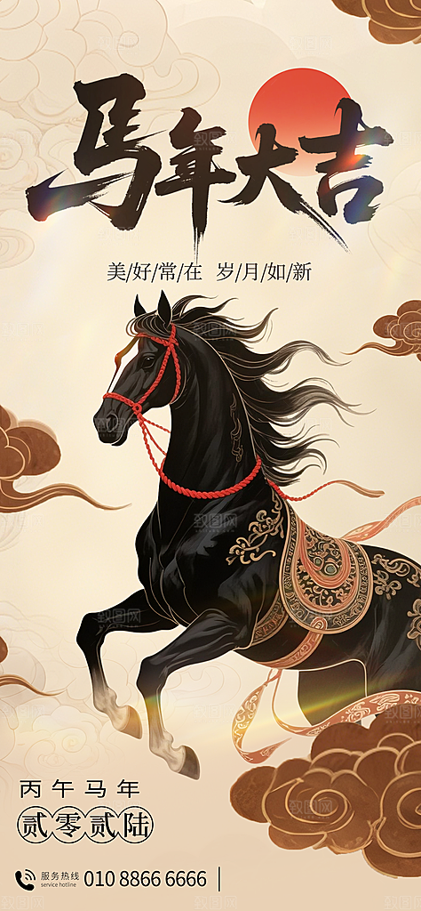 2026新年马年潮流春节节日节庆海报