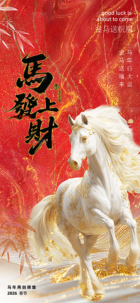 马年新年系列创意海报