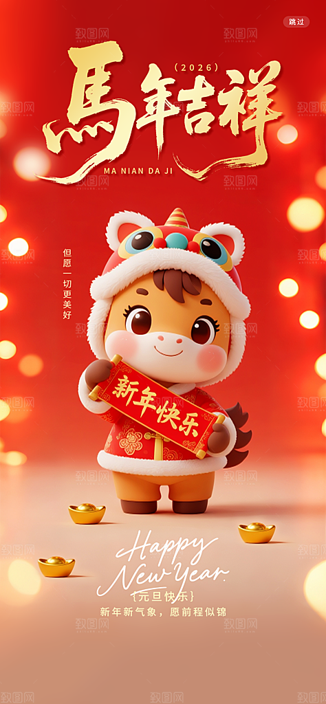 马年新年系列创意海报