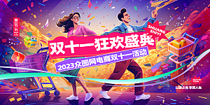 双十一促销海报展板设计