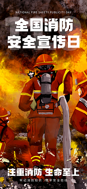消防安全宣传教育日119消防知识宣传海报