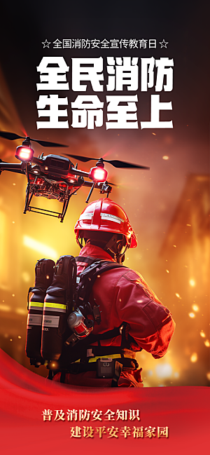消防安全宣传教育日119消防知识宣传海报