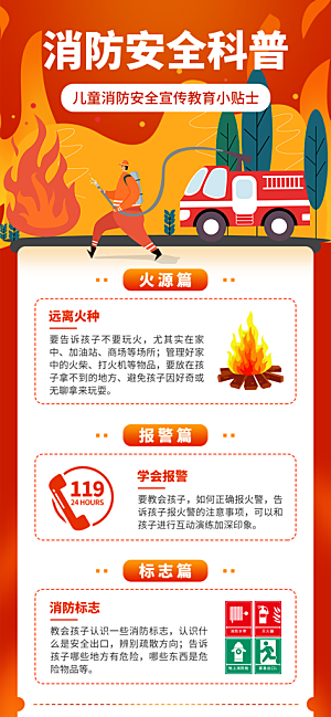 消防安全宣传教育日119消防知识宣传海报