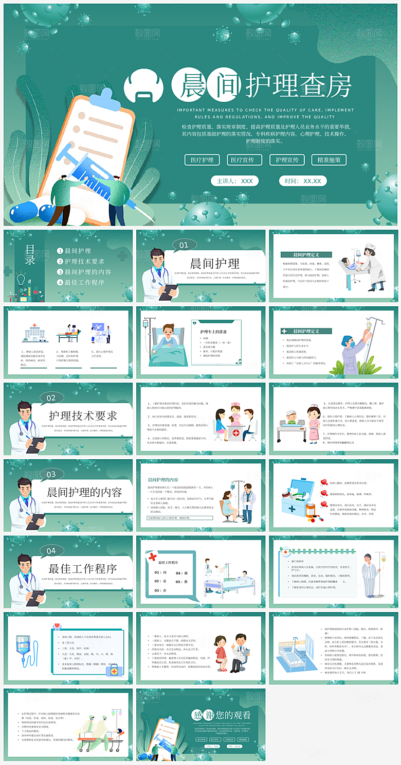 晨间护理查房PPT模板