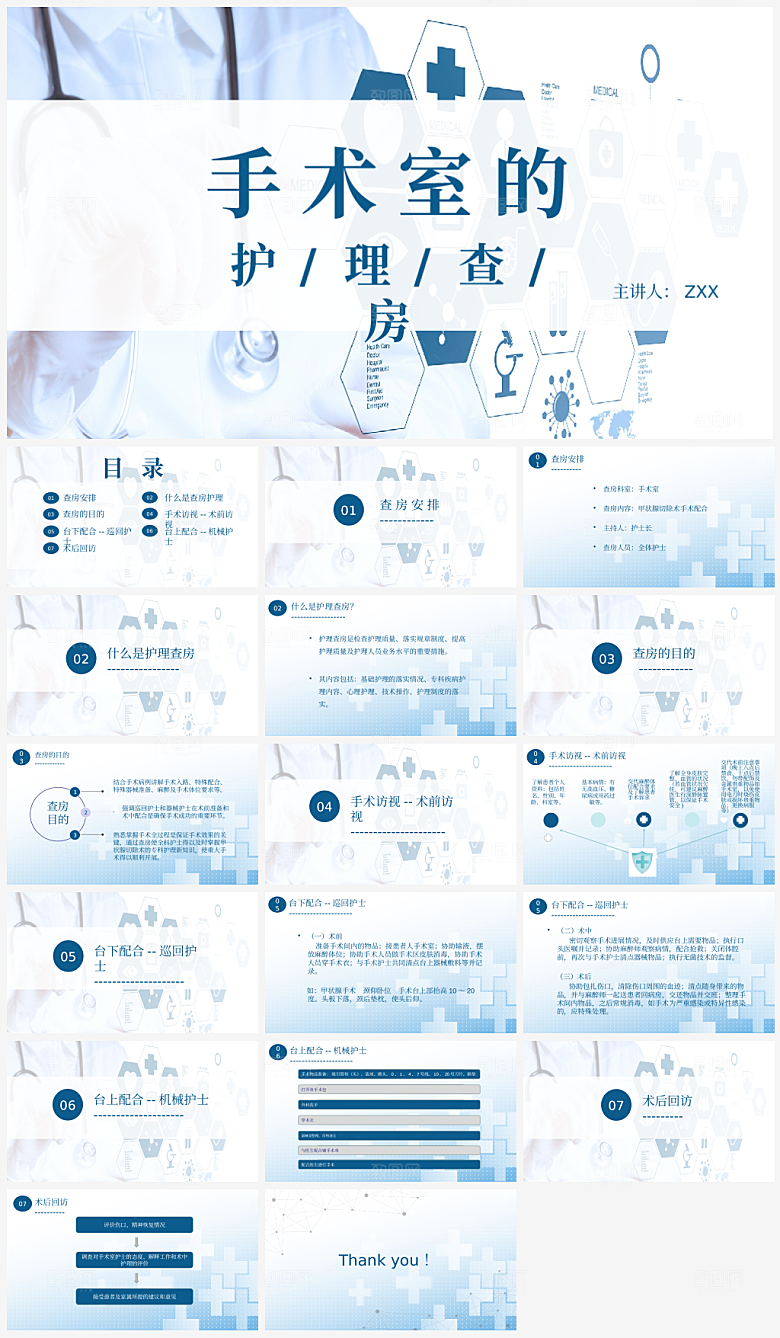 手术室护理查房治疗PPT模板