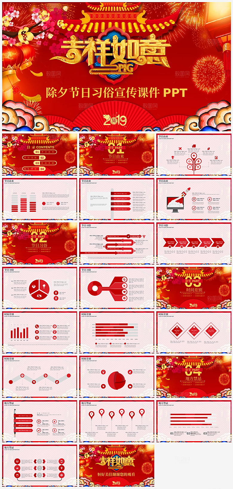 新年春节习俗PPT模板
